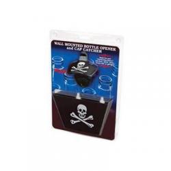 Skull and Cross Bones Wall Mount Bottle Opener and Cap Catcher Combo