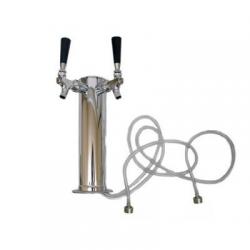 Draft Beer Tower - 2 Faucets, 3" Stainless Steel - Commercial Keg