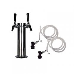 Draft Beer Tower - 2 Perlick 525SS Faucets - Ball Lock Keg